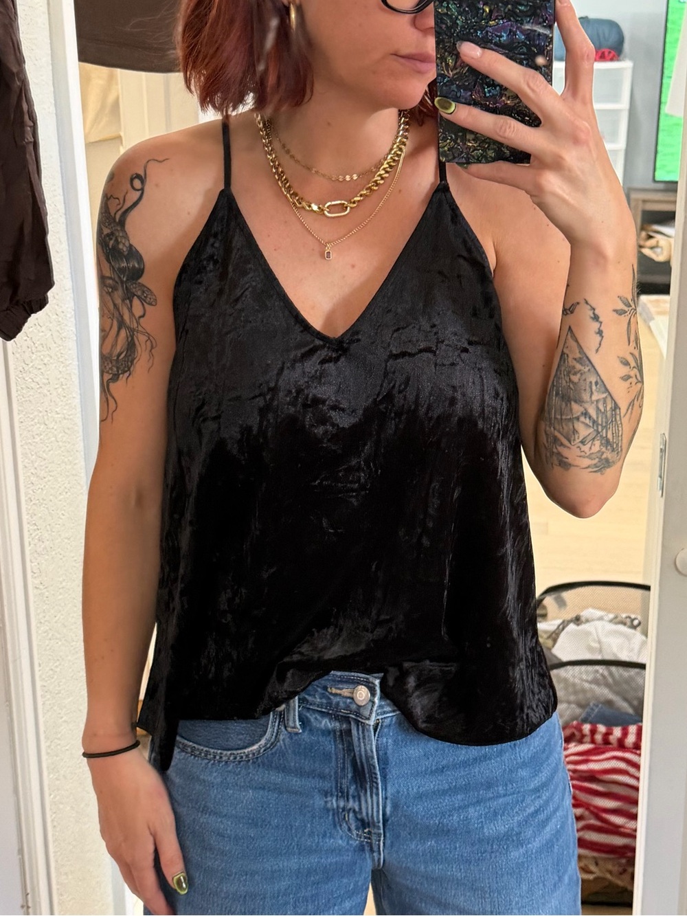 Xhilaration Black Velvet V-Neck Cami
